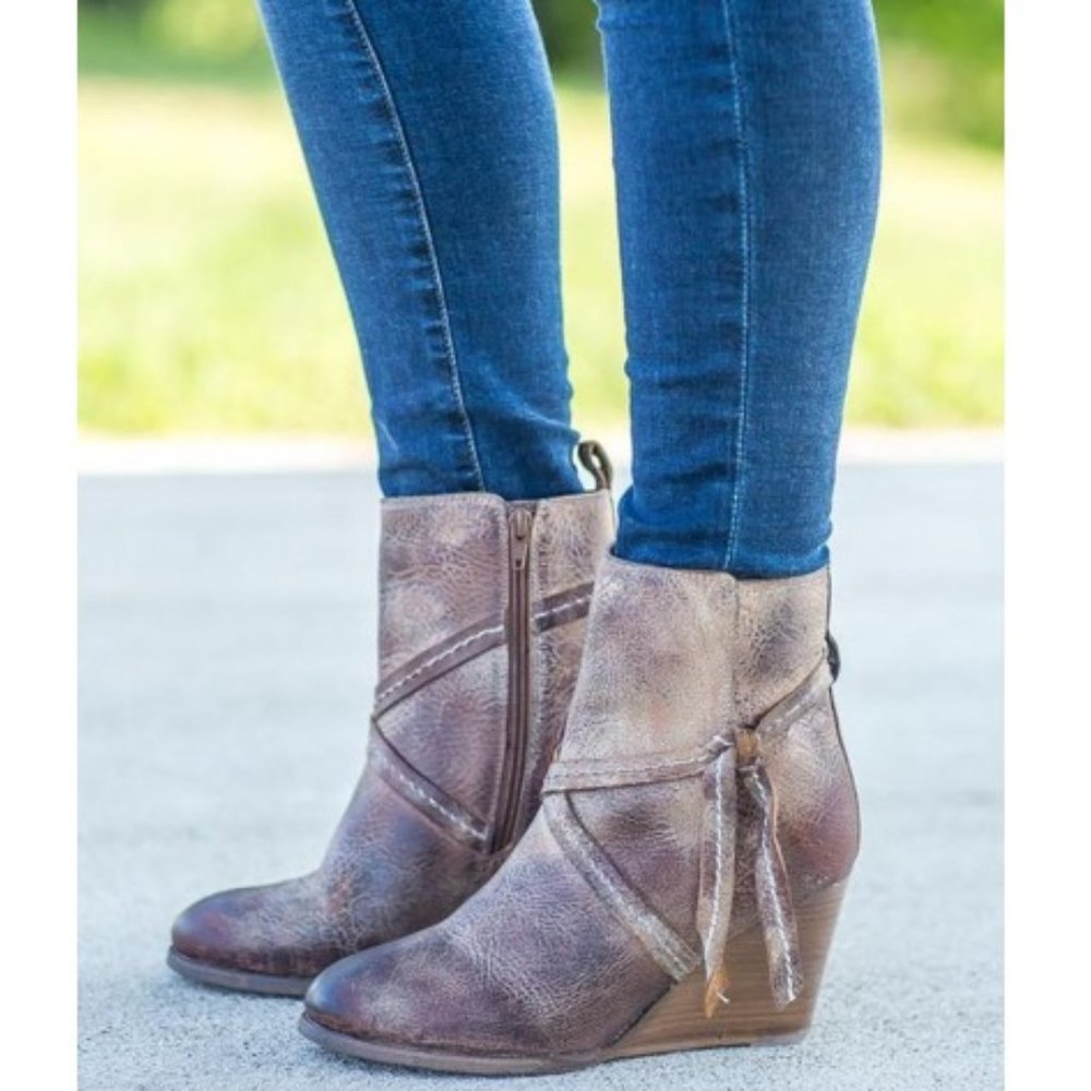 Diba Distressed Brown Ankle Booties